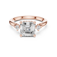 Three Stone Hidden Halo - Lab-grown Diamond Engagement Ring Three Stone Hidden Halo - Lab-grown Diamond Engagement Ring