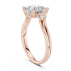 Princess Cut Lab-grown Diamond Engagement Ring - Side Stone Hidden Halo Princess Cut Lab-grown Diamond Engagement Ring - Side Stone Hidden Halo