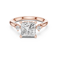 Three Stone Hidden Halo - Lab-grown Diamond Engagement Ring Three Stone Hidden Halo - Lab-grown Diamond Engagement Ring