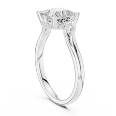 Princess Cut Lab-grown Diamond Engagement Ring - Side Stone Hidden Halo Princess Cut Lab-grown Diamond Engagement Ring - Side Stone Hidden Halo