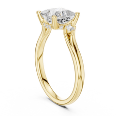 Princess Cut Lab-grown Diamond Engagement Ring - Side Stone Hidden Halo Princess Cut Lab-grown Diamond Engagement Ring - Side Stone Hidden Halo
