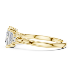 Princess Cut Lab-grown Diamond Engagement Ring - Side Stone Hidden Halo Princess Cut Lab-grown Diamond Engagement Ring - Side Stone Hidden Halo