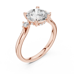 Three Stone Side Stone Small Round Engagement Ring - All Shape Three Stone Side Stone Small Round Engagement Ring - All Shape