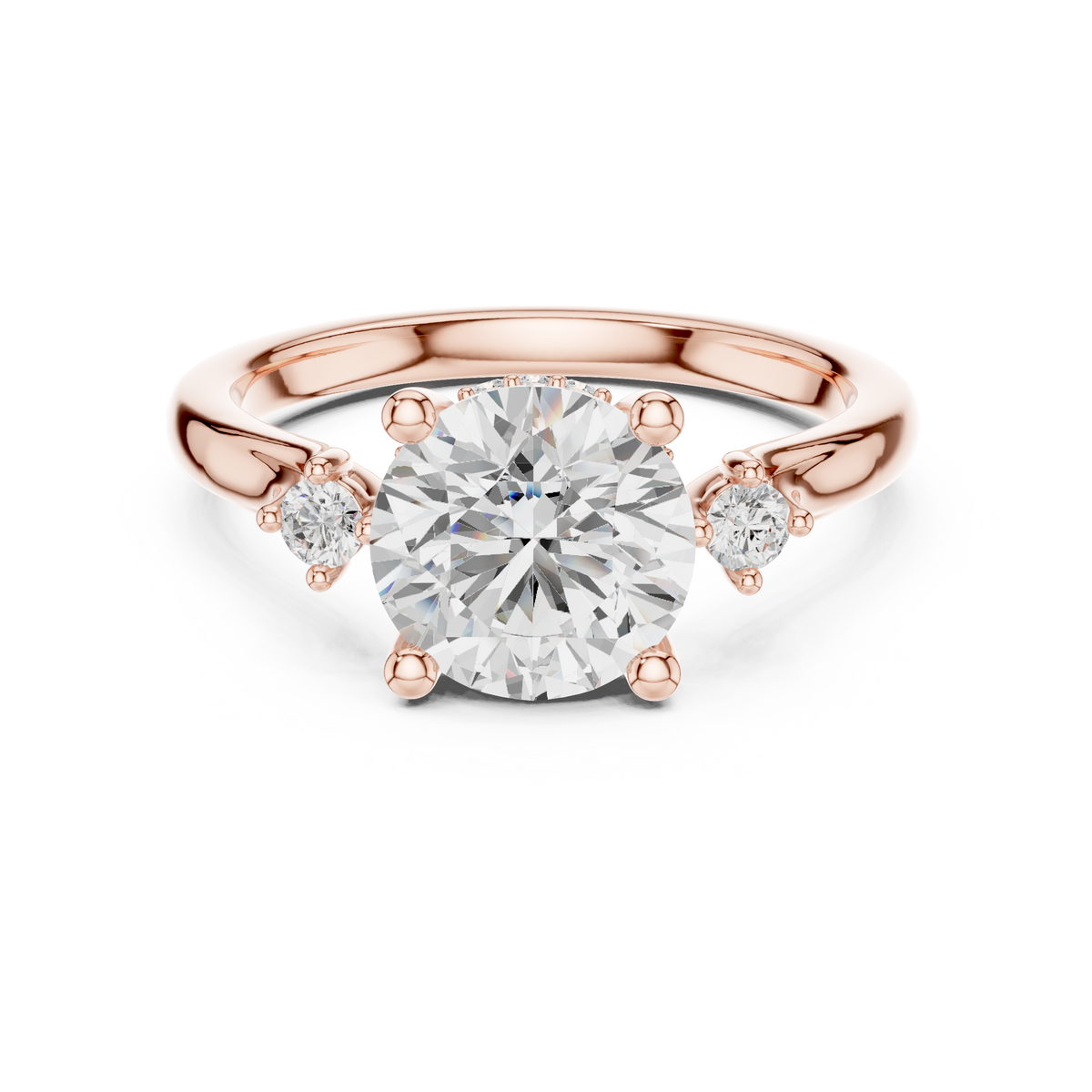 Three Stone Hidden Halo - Lab-grown Diamond Engagement Ring