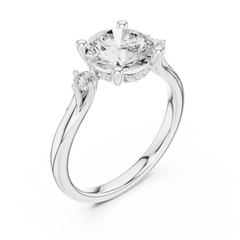 Three Stone Side Stone Small Round Engagement Ring - All Shape Three Stone Side Stone Small Round Engagement Ring - All Shape