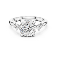 Three Stone Side Stone Small Round Engagement Ring - All Shape Three Stone Side Stone Small Round Engagement Ring - All Shape