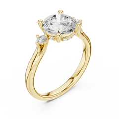 Three Stone Side Stone Small Round Engagement Ring - All Shape Three Stone Side Stone Small Round Engagement Ring - All Shape