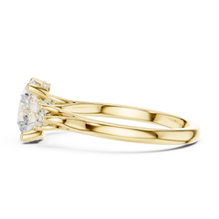 Three Stone Hidden Halo - Lab-grown Diamond Engagement Ring Three Stone Hidden Halo - Lab-grown Diamond Engagement Ring