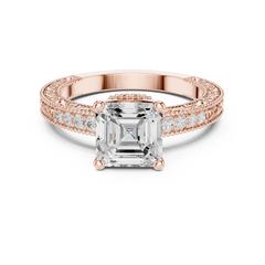 Decorative Pave Round Solitaire Engagement Ring Decorative Pave Round Solitaire Engagement Ring