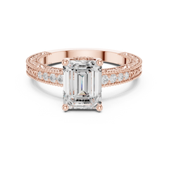 Decorative Pave Round Solitaire Engagement Ring Decorative Pave Round Solitaire Engagement Ring
