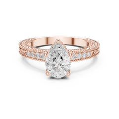 Decorative Pave Round Solitaire Engagement Ring Decorative Pave Round Solitaire Engagement Ring
