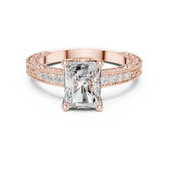 Decorative Pave Round Solitaire Engagement Ring Decorative Pave Round Solitaire Engagement Ring