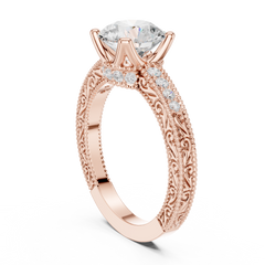 Decorative Pave Round Solitaire Engagement Ring Decorative Pave Round Solitaire Engagement Ring