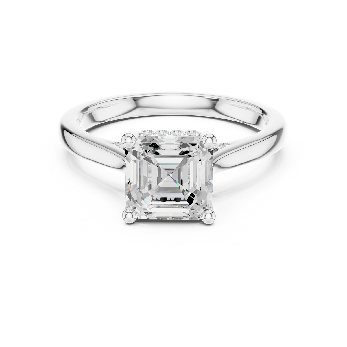Solitaire Pave Asscher Engagement Ring