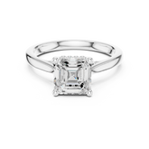 Solitaire Pave Asscher Engagement Ring