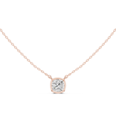 Bezel Set Solitaire Necklace - Cushion Cut