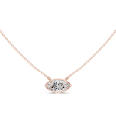 Bezel Set Solitaire Necklace - Marquise Cut East - West