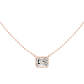 Bezel Set Solitaire Necklace - Radiant Cut