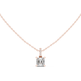 Solitaire Necklace with Hidden Halo - Asscher Cut Lab Grown Diamond