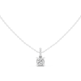 Solitaire Necklace with Hidden Halo - Cushion Cut Lab Grown Diamond