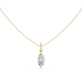 Solitaire Necklace with Hidden Halo - Marquise Cut Lab Grown Diamond