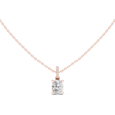 Solitaire Necklace with Hidden Halo - Oval Cut Lab Grown Diamond