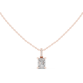 Solitaire Necklace with Hidden Halo - Radiant Cut Lab Grown Diamond
