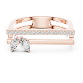 Sylvara Duo Bands Leaf-Line Dainty Ring