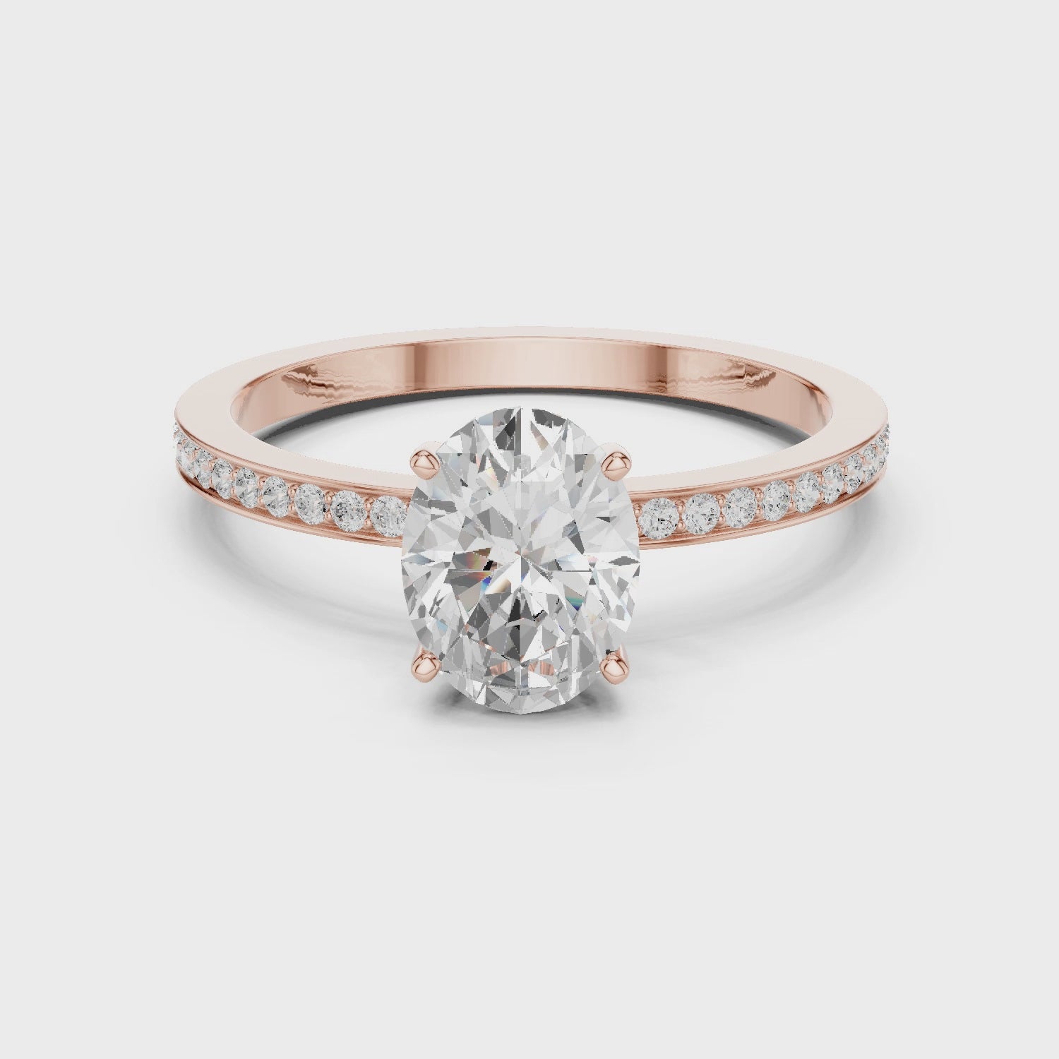 The Oval Classic Pave Solitaire Lab Diamond Band The Oval Classic Pave Solitaire Lab Diamond Band