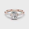 Tapered Baguette Side Stone - Three Stone Ring - Cushion, Radiant, Emerald Tapered Baguette Side Stone - Three Stone Ring - Cushion, Radiant, Emerald