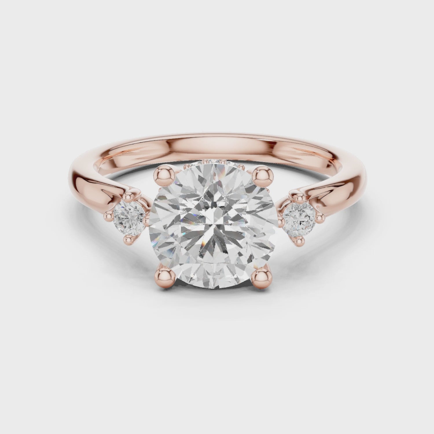 Three Stone Hidden Halo - Lab-grown Diamond Engagement Ring Three Stone Hidden Halo - Lab-grown Diamond Engagement Ring