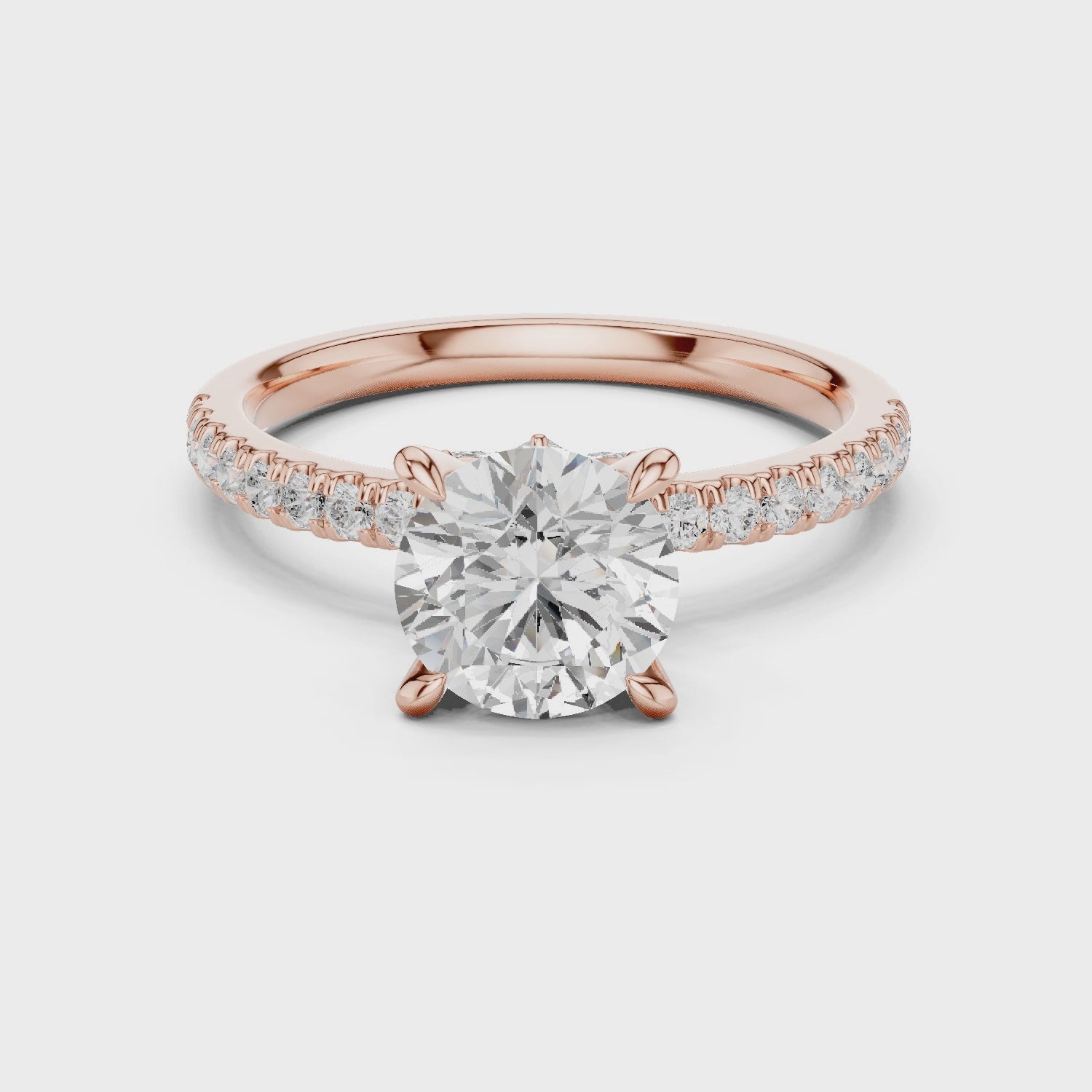 Pave Band Side Marquise Crown Engagement Ring - All Shape Pave Band Side Marquise Crown Engagement Ring - All Shape