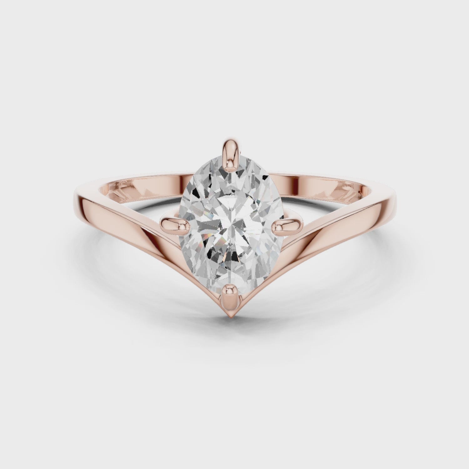 Oval Chevron Engagement Ring