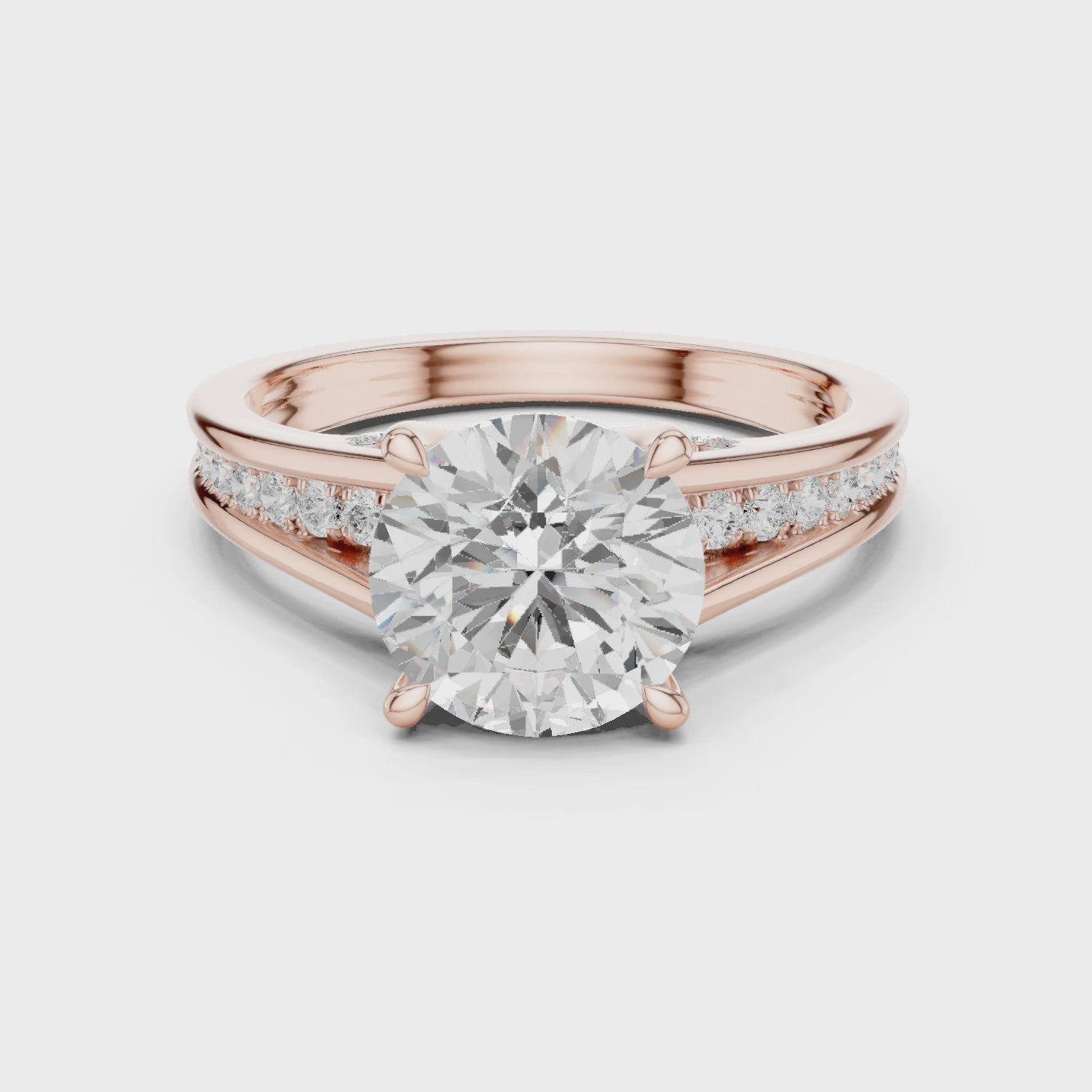 Split Band Pave Solitaire - All Shape Split Band Pave Solitaire - All Shape