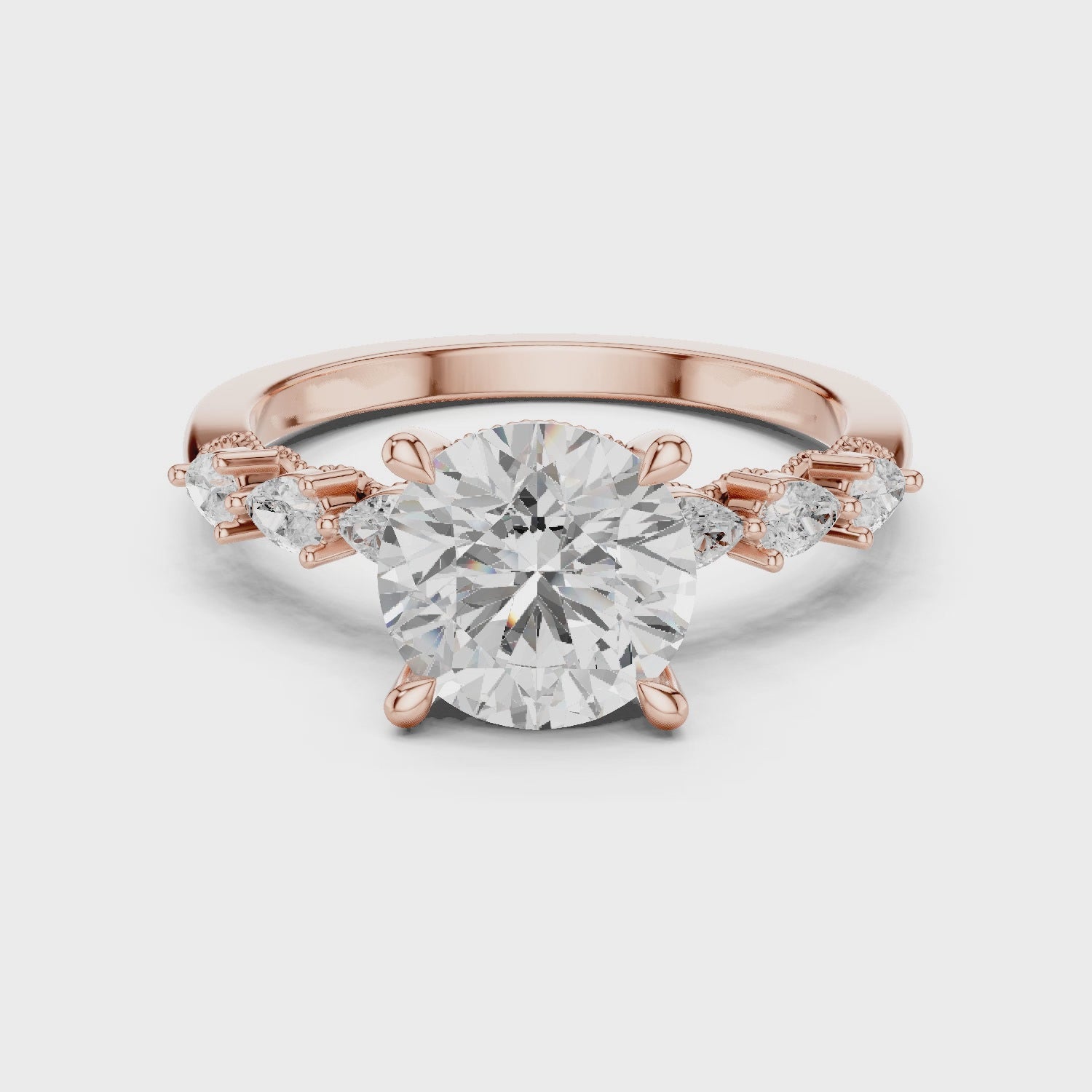Paved Band with Pear Engagement Ring - All Shape Paved Band with Pear Engagement Ring - All Shape