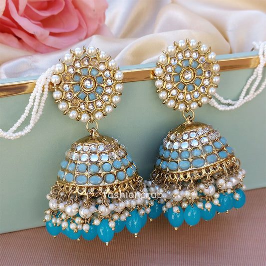Big Blue Traditional Jhumka Earrings