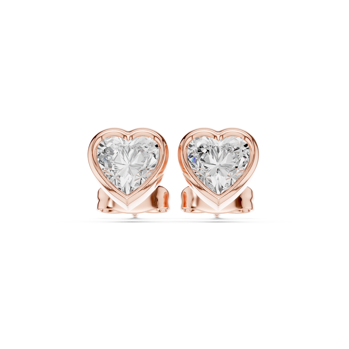 Bezel Set Studs - Heart lab Grown Diamond