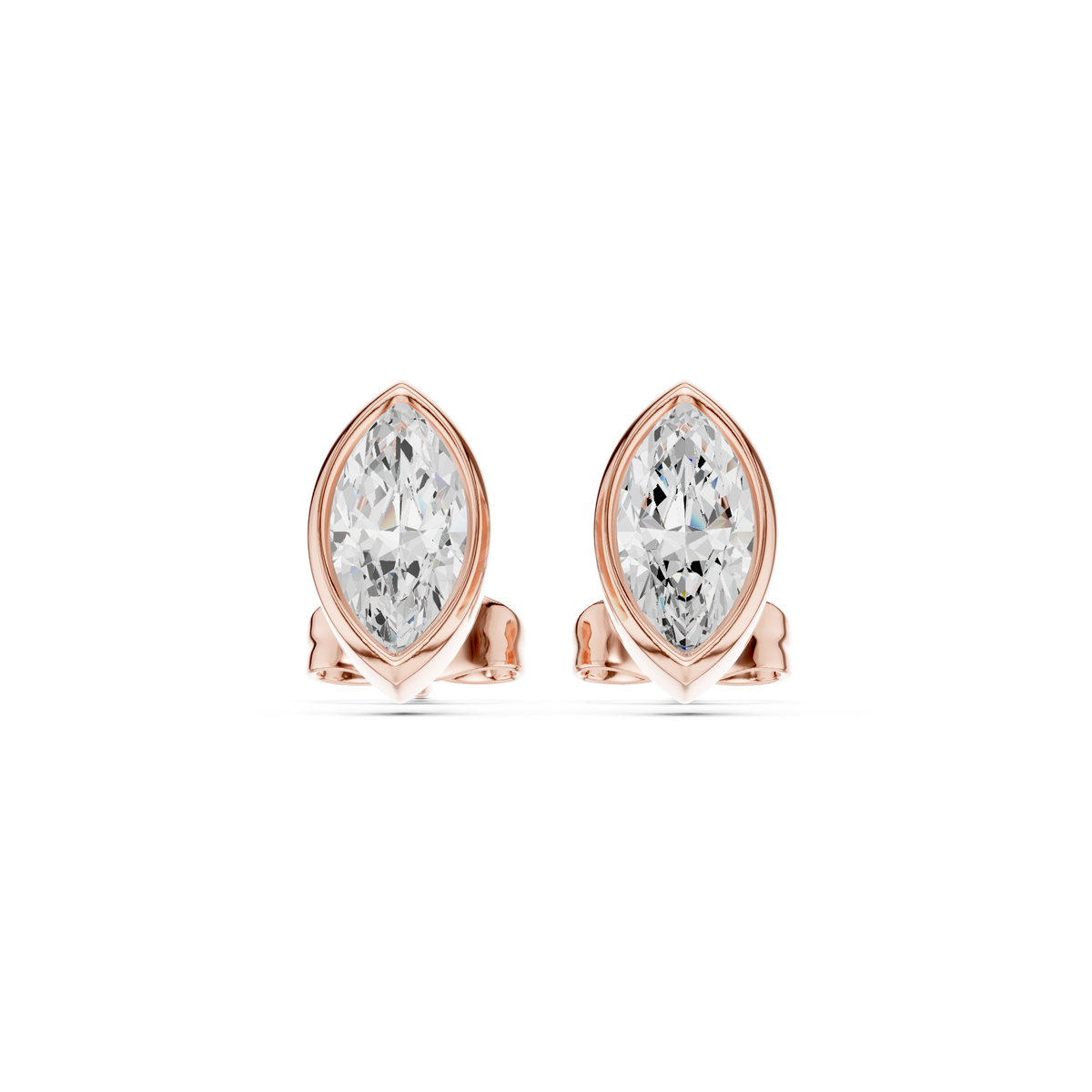 Bezel Set Studs - Marquise lab Grown Diamond