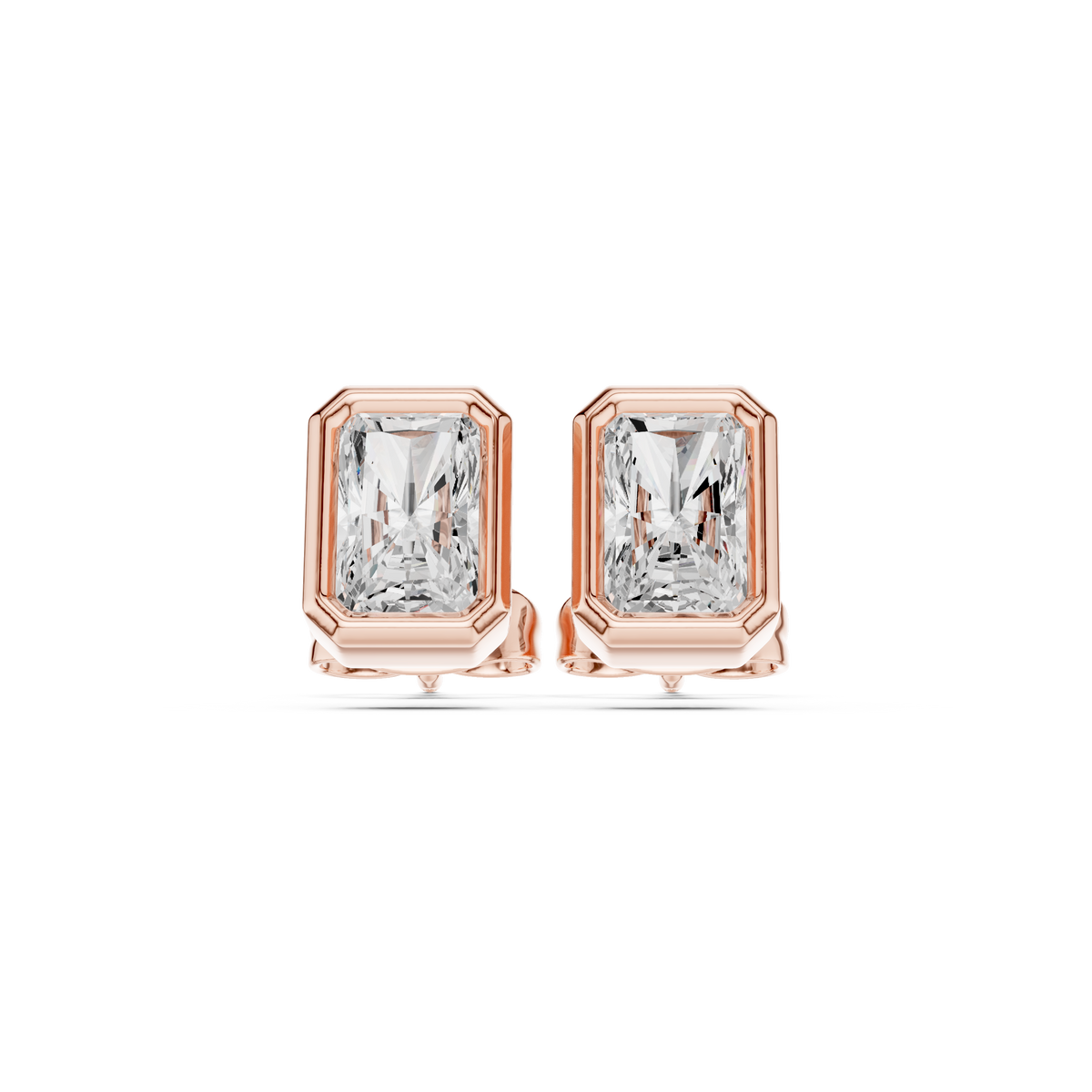 Bezel Set Studs - Radiant lab Grown Diamond
