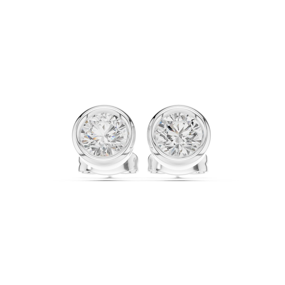 Bezel Set Studs - Round lab Grown Diamond