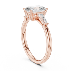 Tapered Baguette Side Stone - Three Stone Ring - Cushion, Radiant, Emerald