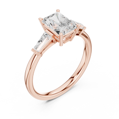 Tapered Baguette Side Stone - Three Stone Ring - Cushion, Radiant, Emerald