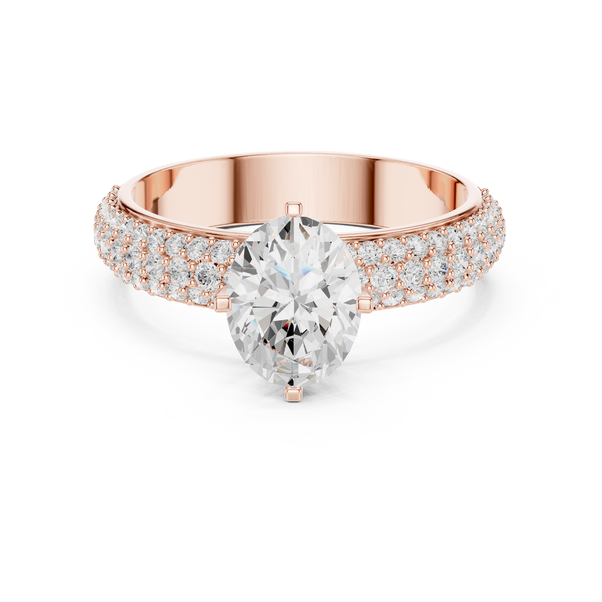 Flat pave Band Solitaire Ring