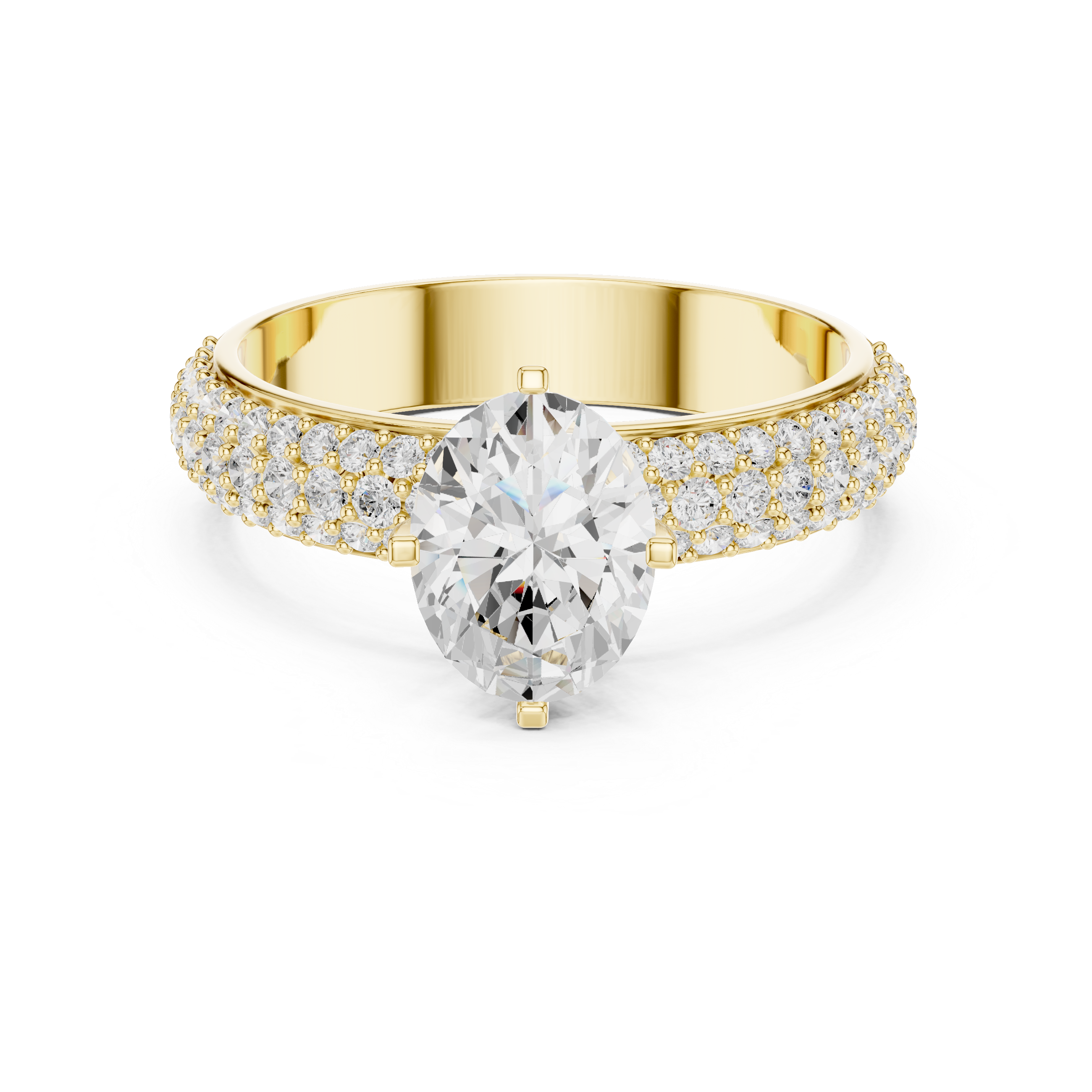 Flat pave Band Solitaire Ring