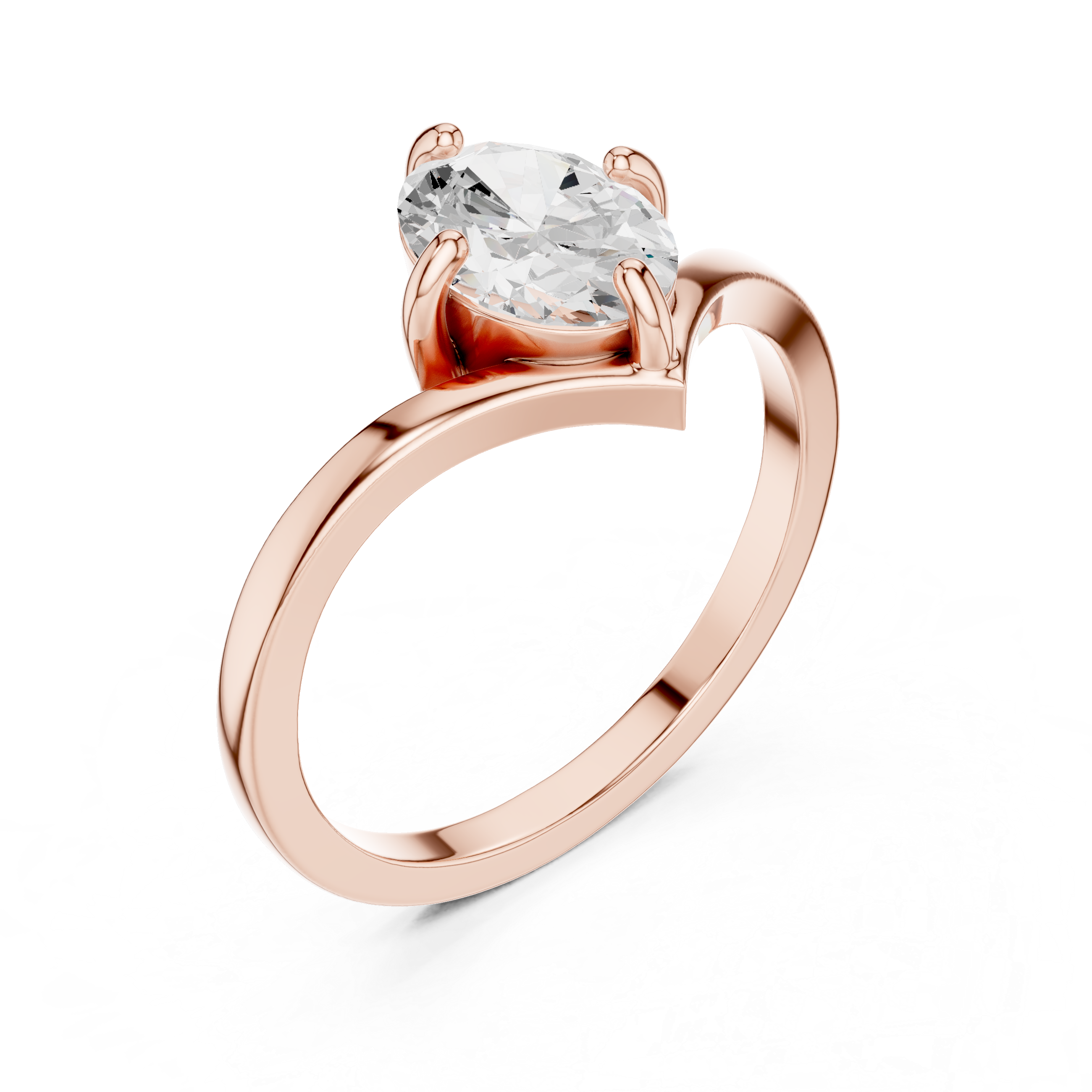 Oval Chevron Engagement Ring