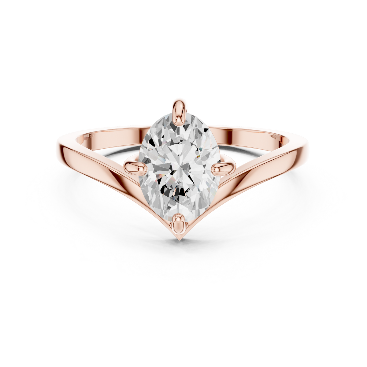 Oval Chevron Engagement Ring