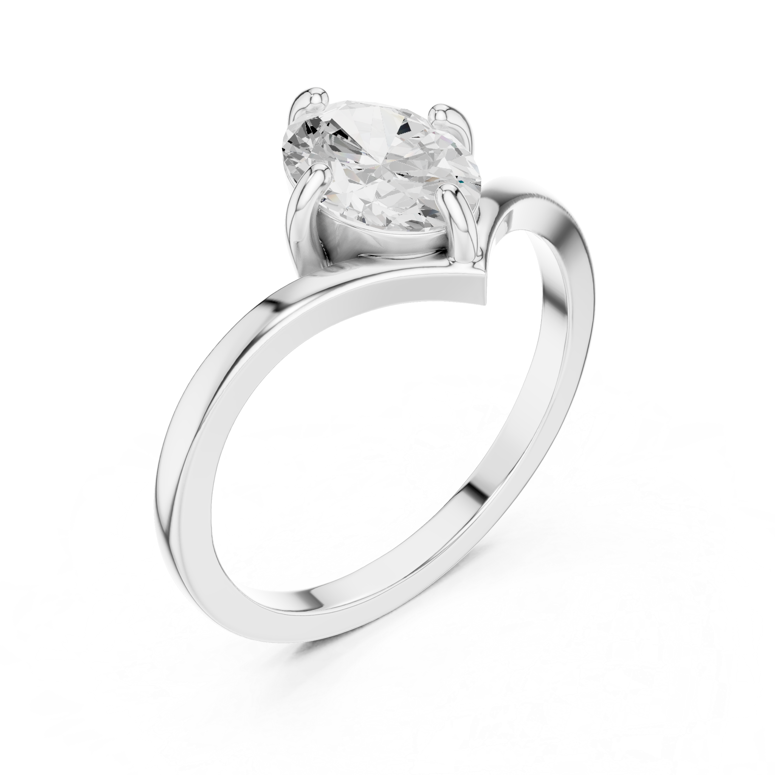 Oval Chevron Engagement Ring