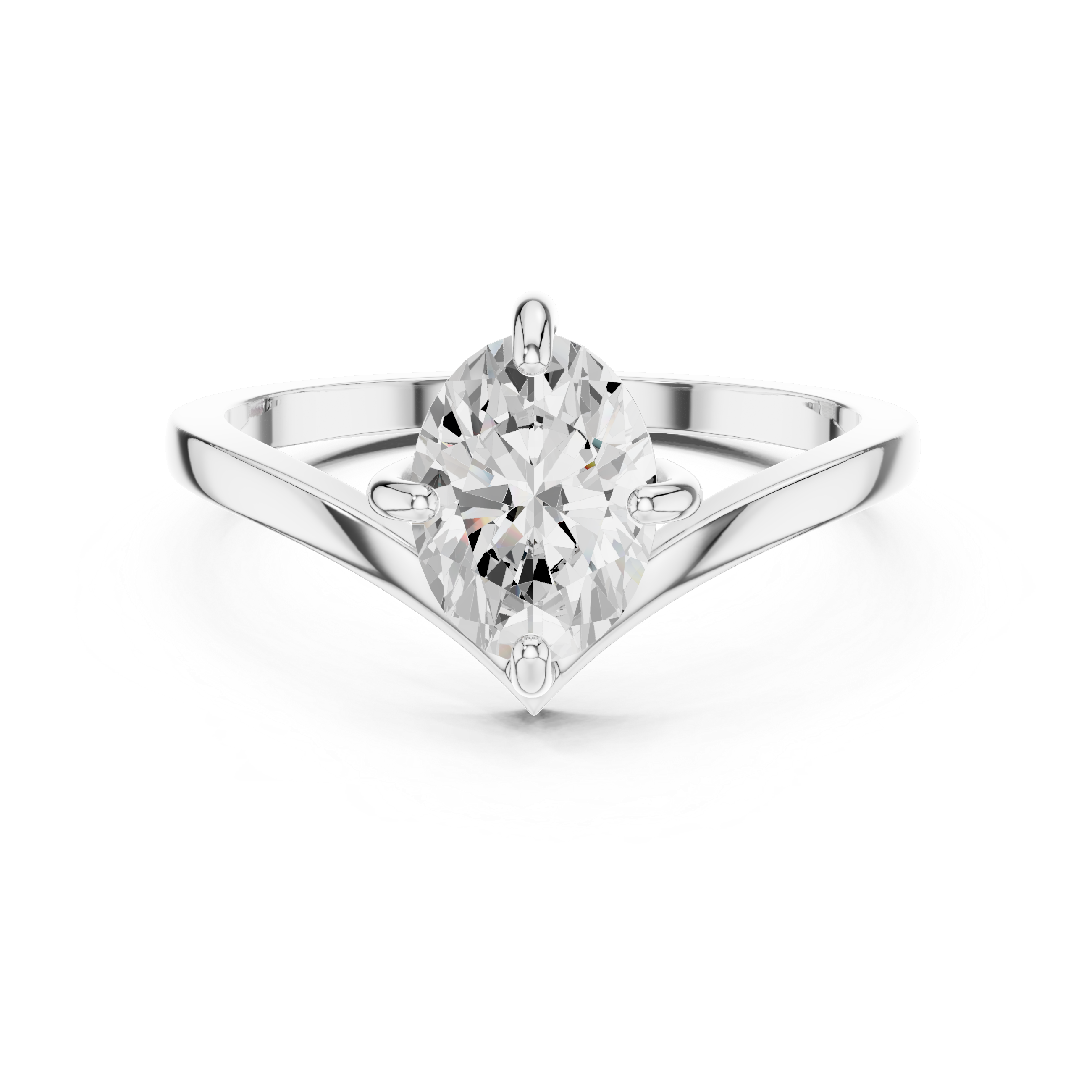 Oval Chevron Engagement Ring