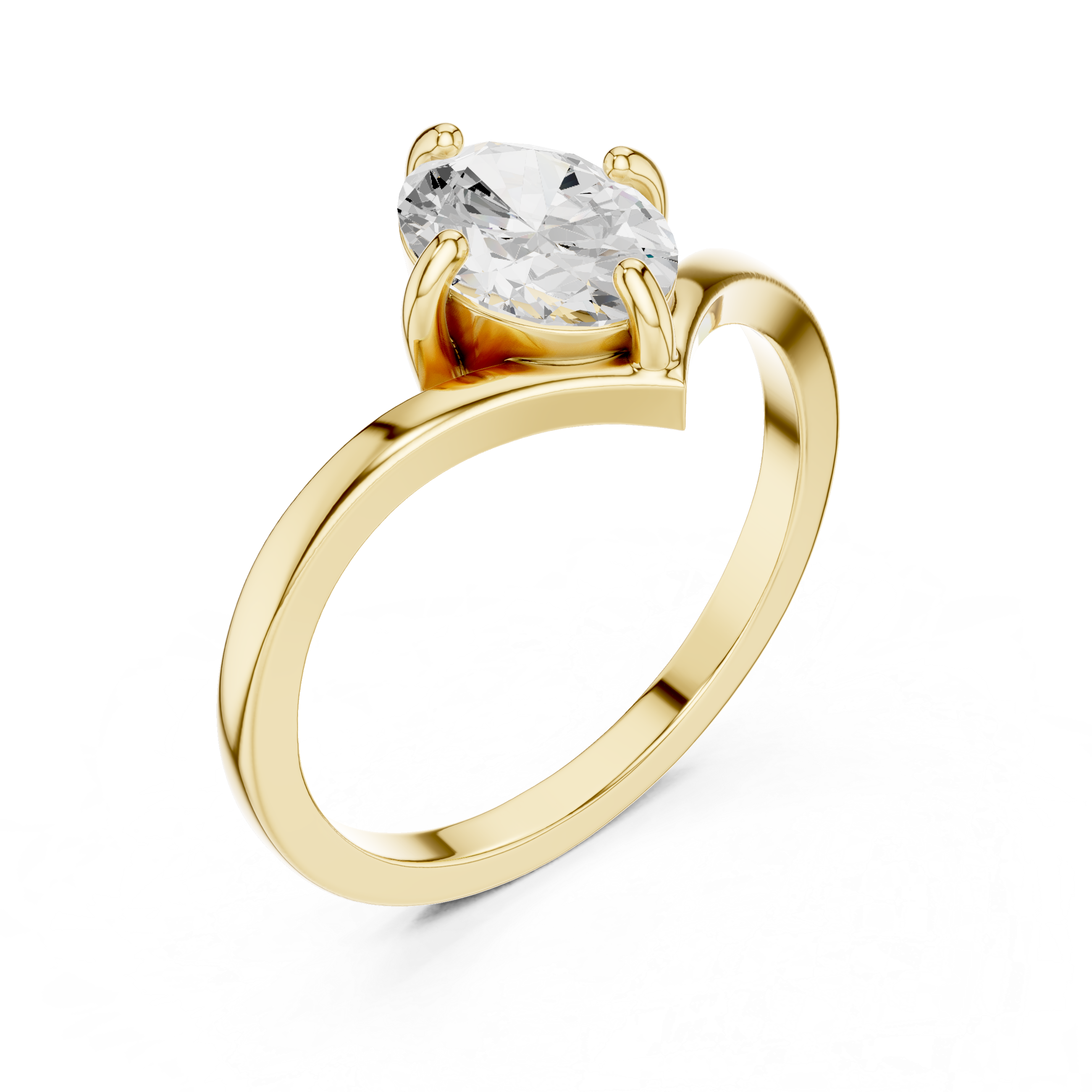 Oval Chevron Engagement Ring