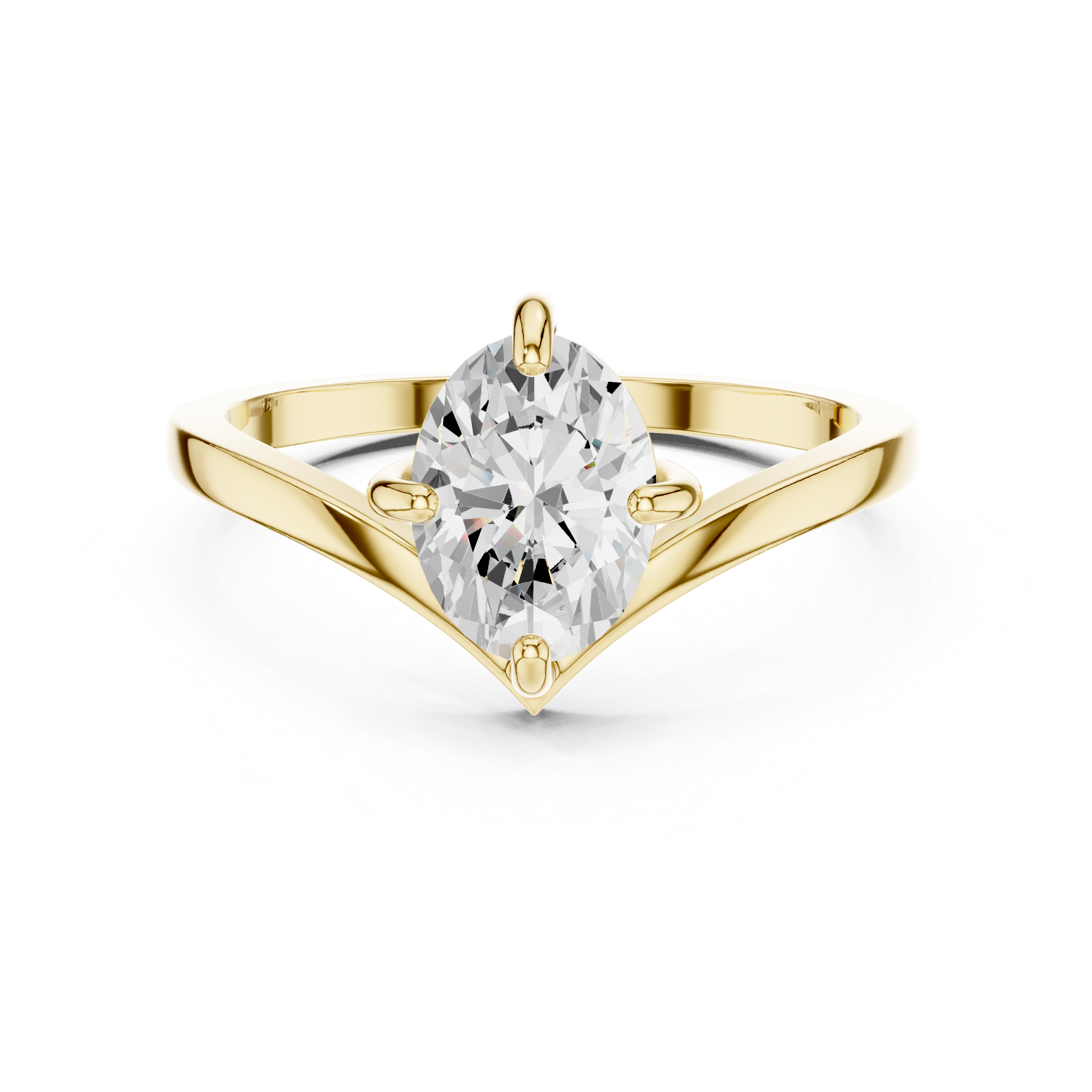 Oval Chevron Engagement Ring